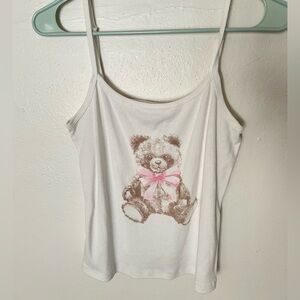 vintage mighty fine cotton tank m y2k coquette 2000s Teddy Bear Preppy Cute